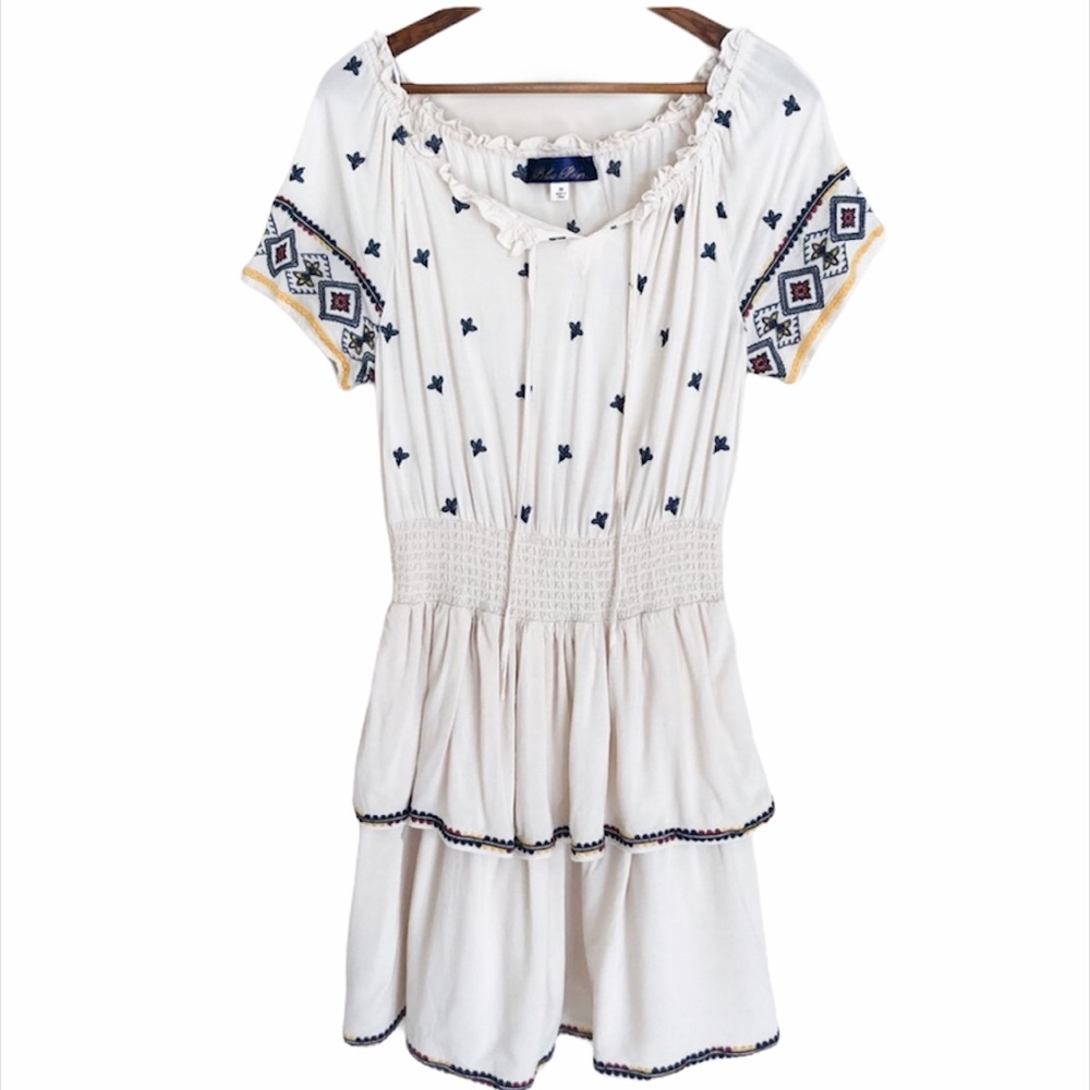 Blue Rain Embroidered Boho Dress